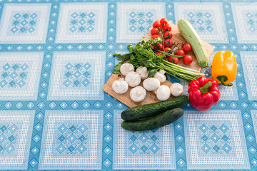 Fresh vegetables on table