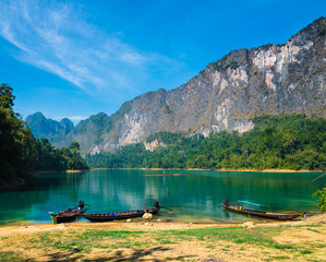 Lake and moutain view in Ratchaprapa Dam (Thailand)