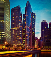 Naklejka premium Singapore downtown in evening