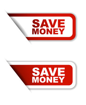 red vector set paper sticker savew money