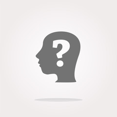 question mark on human head icon vector, question mark on human head icon, question mark on human head icon picture, question mark on human head icon flat, question mark on human head icon