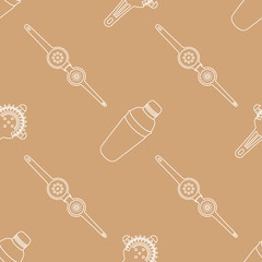 barman equipment contour seamless pattern.