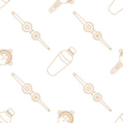 barman equipment contour seamless pattern.