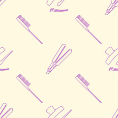 deco hairdresser tools seamless pattern.