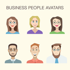 Business people avatars set with cartoon men and women characters.