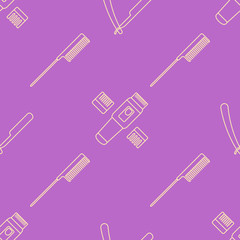 deco hairdresser tools seamless pattern.