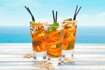 Orange lemonade with mint.