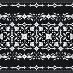 Decorative seamless ornate border on black background.