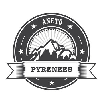 Pyrenees Mountains - Aneto peak round stamp
