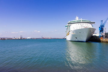 Independence of the Seas cruise ship leaving Southampton docks.