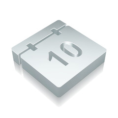 Time icon: 3d metallic Calendar with reflection, vector illustration.