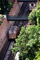 Obraz premium cable car on the hill Gellert, Budapest, Hungary 