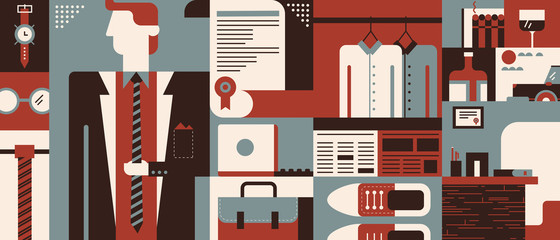 Business man object and accessories background