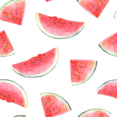 Tapeten Wassermelone Nahtloses Muster mit Wassermelone.Fruit picture.Watercolor Hand gezeichnete Illustration.