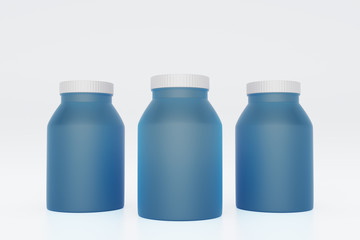 Three blue bottles
