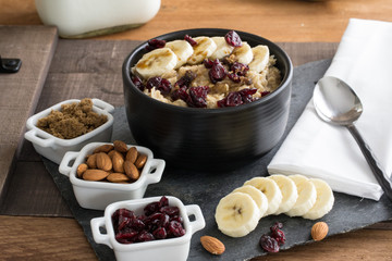 Oatmeal breakfast with toppings