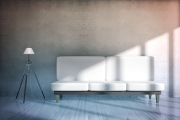 Concrete room with sofa