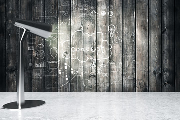 Business concept aged wooden wall