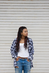 Fototapeta premium young woman with ripped jeans