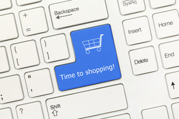 White conceptual keyboard - Time to shopping (blue key)