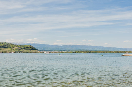 Murten, Murtensee, Seeufer, Mont Vully, M&ocirc;tier, Weinberge, Seerundfahrt, Sommer, Schweiz