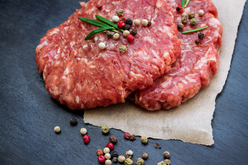 Fresh raw burger cutlets