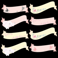 Pastel Banners with flowers and butterflies decoration