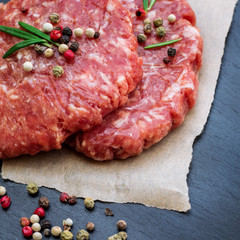 Fresh raw burger cutlets