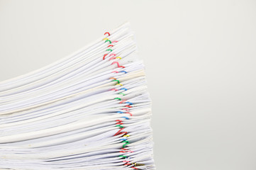 Overload paperwork on white background