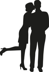 Woman kissing man silhouette