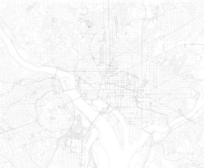 Fototapeta na wymiar Mappa di Washington, vista satellitare, strade e vie, Usa