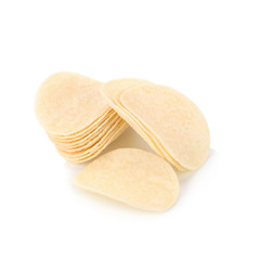 potato chips on white background