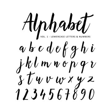 Hand drawn vector alphabet. Script font. Brush font. Isolated letters written with marker, ink. Calligraphy, lettering.