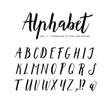 Hand drawn vector alphabet. Script brush font. Isolated letters written with marker, ink. Calligraphy, lettering.