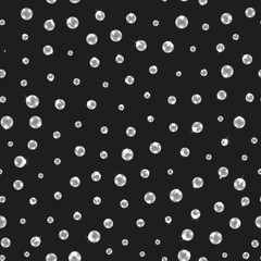 Vector seamless pearl pattern. White pearls illustration with sparkles.