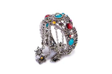 Gold jewellery ring isolated on the white background