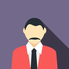 Man with a mustache in a red jacket icon