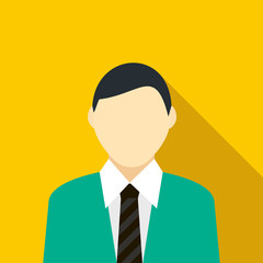 Man in the green suit icon, flat style