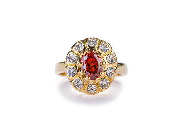 Golden ring isolated on white background