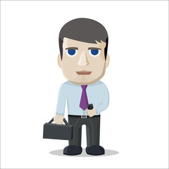 Cartoon businessman on white background. Vector illustration.