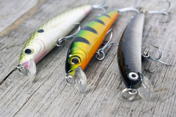 Fishing lures close up 