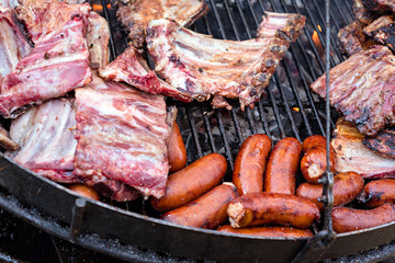 Grilled pork ribs on the grill.