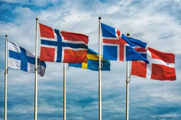 Vlies Fototapete Skandinavien Flaggen von Skandinavien