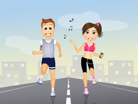 couple runs with headphones for music