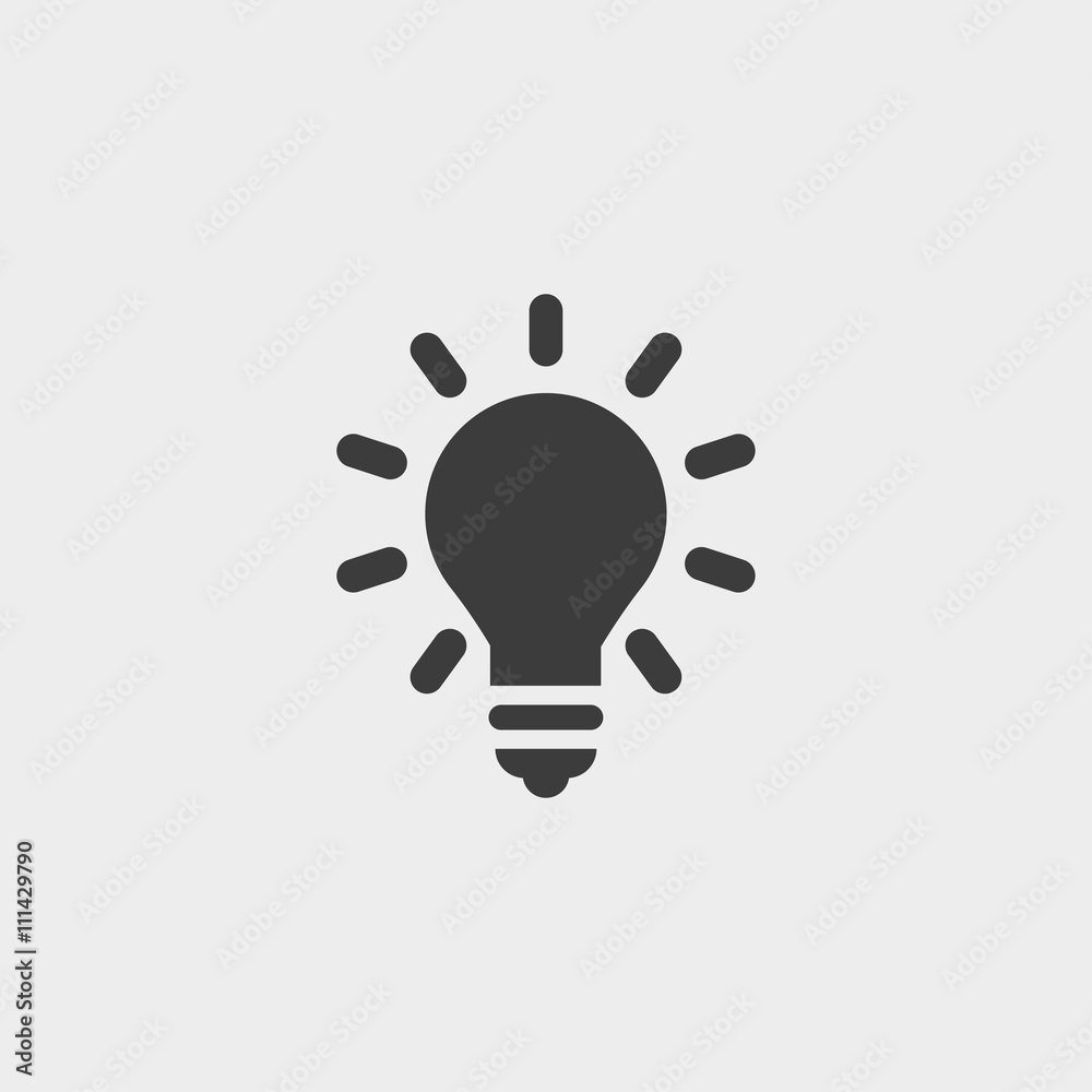 Poster lightbulb icon in a flat design in black color. vector illustration eps10