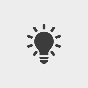 Lightbulb icon in a flat design in black color. Vector illustration eps10