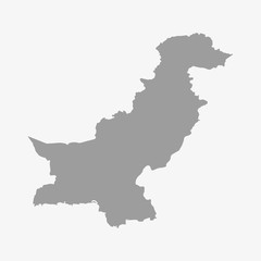 Pakistan map in gray on white background - obrazy, fototapety, plakaty