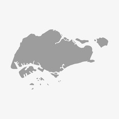 Singapore map in gray on a white background