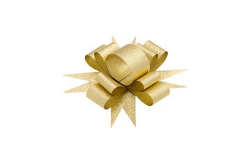 golden ribbon bow isolated
