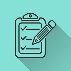 Clipboard pencil vector icon.